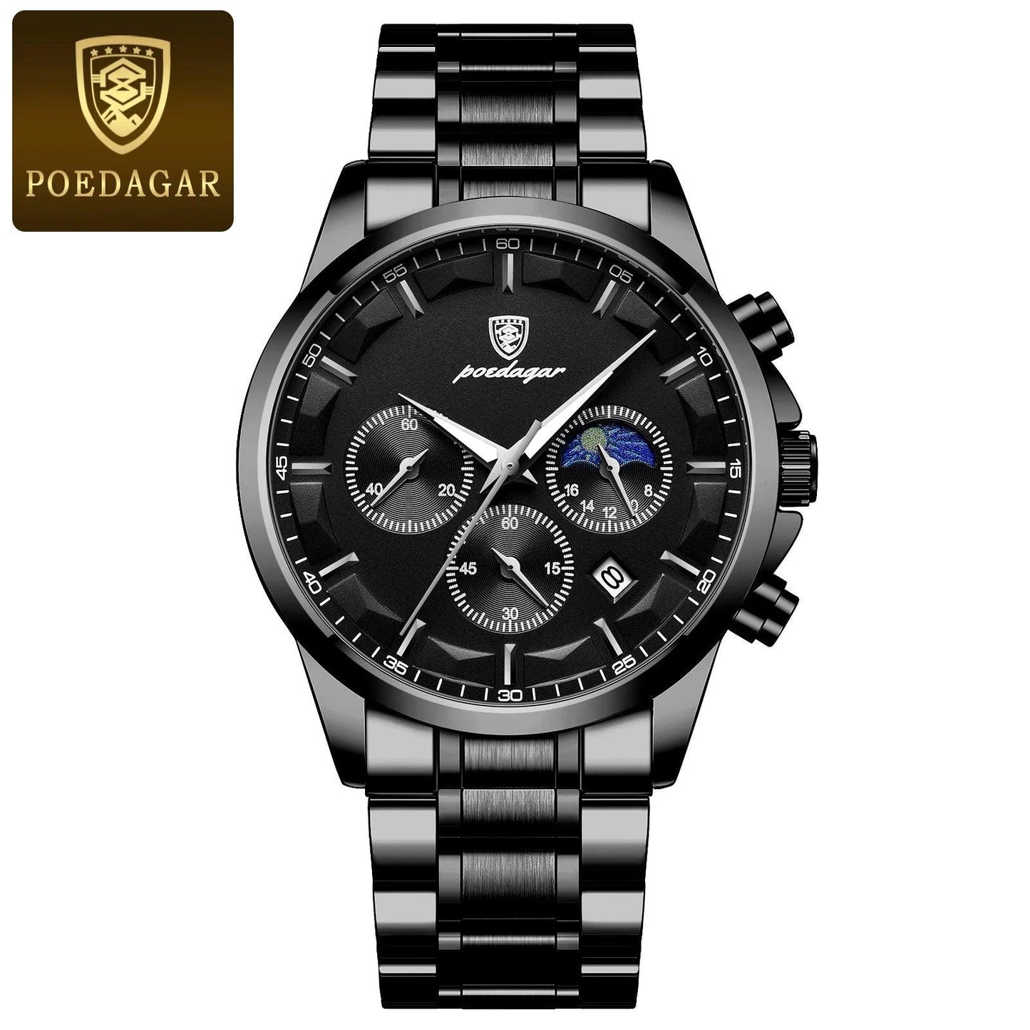 POEDAGAR Leather Men Watch - Woorld Mega Store