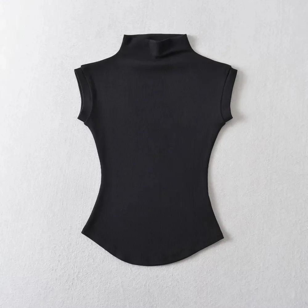 High Neck Sleeveless Blouse - Woorld Mega Store