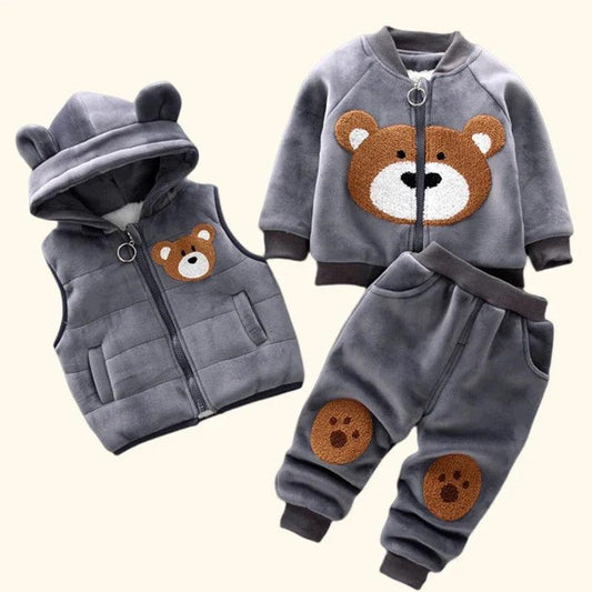 3pcs Kids Warm Hooded Set - Woorld Mega Store