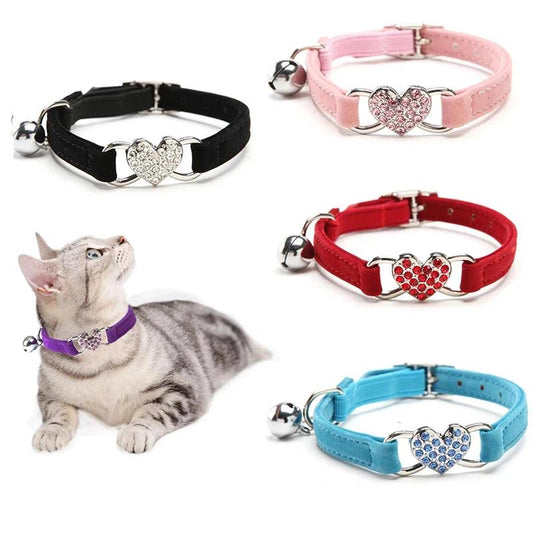 Heart Charm And Bell Cat Collar - Woorld Mega Store